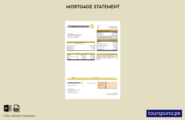 listo para imprimir plantilla de extracto de hipoteca del banco Commerzbank de A